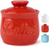 ISTOOLL Butter Crock with Improved Lid Porcelain French Butter Dish Keeper, Butter Dish