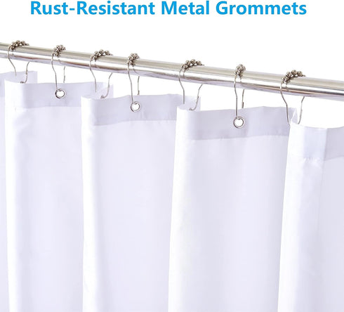 YOSTEV Waterproof Polyester Bathroom Shower Curtain Liner, 54 x 78 Inches, White, with Grommets and Magnets
