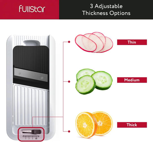 Fullstar All-in-1 Vegetable Chopper, Mandoline Slicer & Cheese Grater, 6 in 1, Black/White