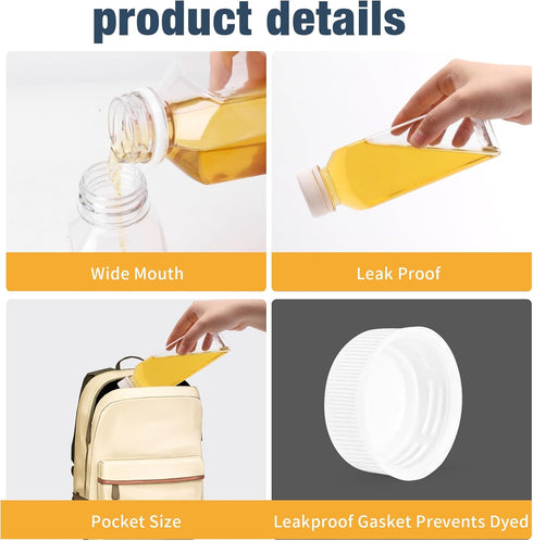 DODHEG 6 17 Pcs Ounce Plastic Juice Bottle, Bulk Beverage Containers, Drink Containers for Milk, Juice, Drinks Bottle