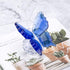 H&D Crystal Flying Butterfly Figurine with Crystal Ball Base, Cut Glass Ornament, Collectible (Blue)