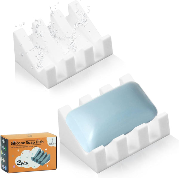 Silicone Soap Dish for Bar Soap Holder for Shower Bathroom Self Draining