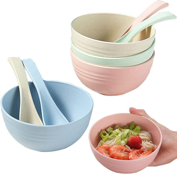 8 OZ Small Wheat Straw Bowls Set, Assorted Color Dessert Bowls for Serving Soup, Oatmeal, Pasta, and Salad