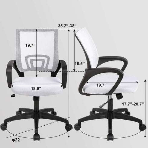 BestOffice | Ergonomic Office Chair | Mid-Back Swivel Desk Chair | Breathable Backrest & Lumbar Support | Adjustable