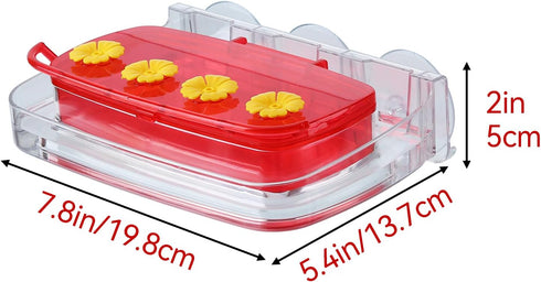 Window Hummingbird Feeder, Plastic Feeder with 3 Strong Suction Cups, Easy to Clean and Refill, Built-in Moat