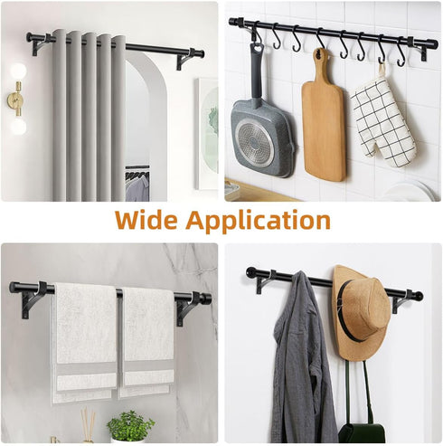 KOLAKO 4 Pack Heavy Duty Curtain Rod Bracket, Decorative Rod Holders for 1 Inch Drapes Rod, Black