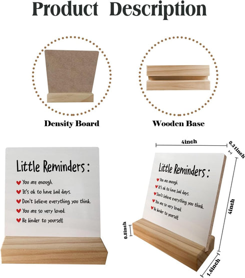 Little Reminders You are Enough Desk Plaque Sign with Stand, Inspirational Decor for College Girls