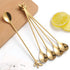 Long Handle Iced Tea Spoons Set of 6, Comicfs 7.6" Gold Leaf Cocktail Stirring Spoons, Dishwasher Safe