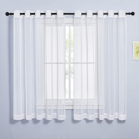 NICETOWN 63 Inch Sheer Curtains for Bedroom Windows, Grommet Casual Voile Window Treatments for Living Room, Ivory, 2