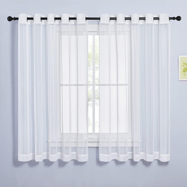 NICETOWN 63 Inch Sheer Curtains for Bedroom Windows, Grommet Casual Voile Window Treatments for Living Room, Ivory, 2