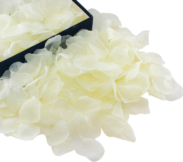 HongyiTime 1200 PCS Artificial Silk Rose Petals for Wedding, Party, Event Decoration (Ivory)