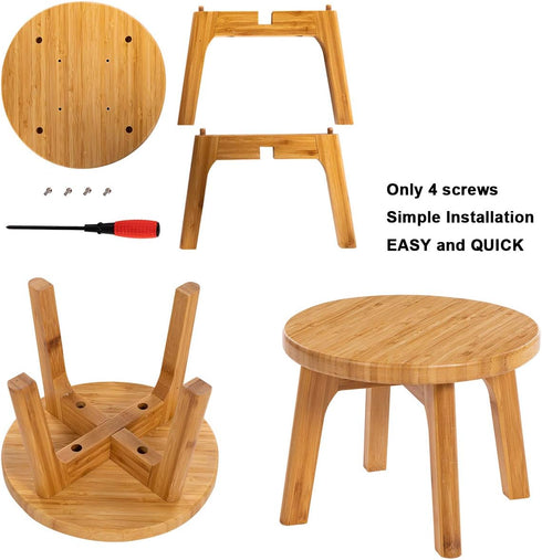 GOBAM Bamboo Step Stool - 7.3 inches Sturdy Foot Stool for Adults and Kids, Portable Wooden Stool for Kitchen and