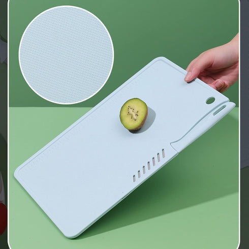 Small Plastic Cutting Board with Knife, Reusable Utility Chopping Board, Portable Fruit Prep with Organizer