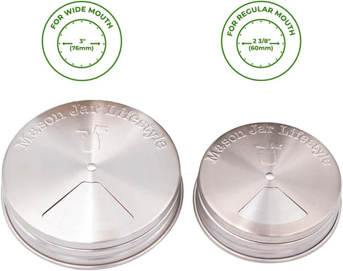 4 Pack Stainless Steel Spice Shaker Lid for Mason Jars (Regular Mouth) by Mason Jar Lifestyle