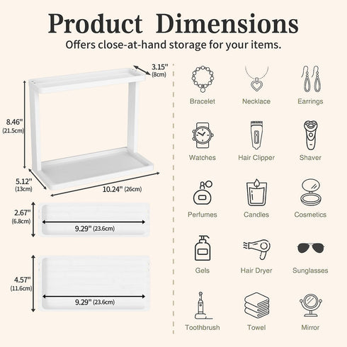 PEKER Countertop Bamboo Bathroom Organizer Small Vanity Storage Shelf for Makeup, Perfume, Skincare Natural Cosmetics