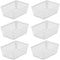 YBM Home 6-Pack Small Plastic Storage Baskets for Home and Office Organization, Functional Trays, White