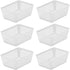 YBM Home 6-Pack Small Plastic Storage Baskets for Home and Office Organization, Functional Trays, White