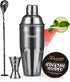 KITESSENSU Cocktail Shaker Set, Stainless Steel Martini Shaker with 24 Ounce Mixer, Jigger, Bar Spoon & Recipe Guide,
