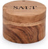 Acacia Wood Round Condiment Pot with Magnetic Swivel Lids for Kitchen Countertop "Salt" Engraved on Lid (3.5” x 3.5” x 2.5”) by EDHAS