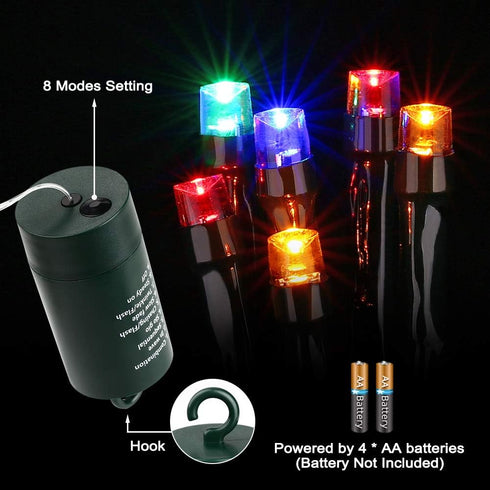 72ft 200 8 Lyhope Battery Christmas Lights Indoor Outdoor, LED Battery Operated String Lights with Modes, Waterproof