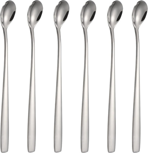 Stainless Steel Iced Tea Spoons Set of 6, Cocktail Stir Sticks for Cold Drinks