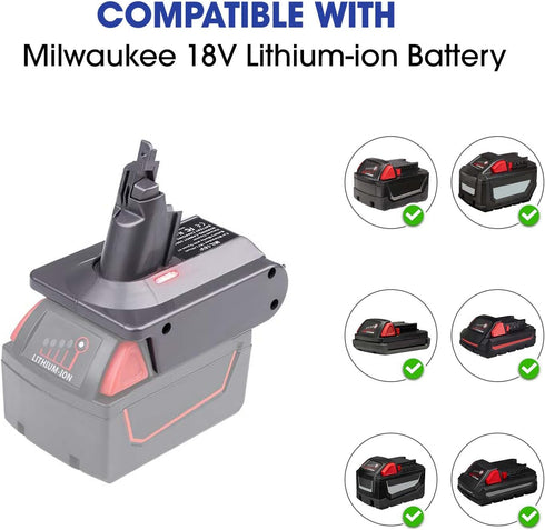 for Dyson V6 Battery Adapter for Milwaukee M18 18V Battery, Converter for Dyson V6 SV03 SV04 SV09 DC62 DC59