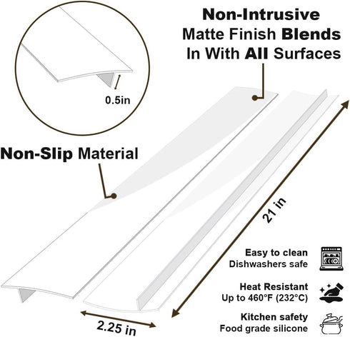 Silicone Kitchen Stove Counter Gap Covers, Set of 2 (21 Inches, White) by Gosmol