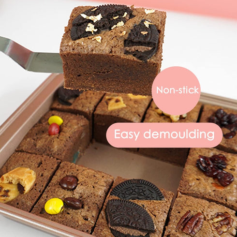Brownie Pan with Dividers, Non Stick 18 Pre-slice Carbon Steel Bakeware Tray for Baking Bread and Cake