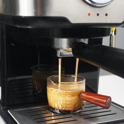 1 Pack Espresso Shot Glass 75ML Triple Pitcher Barista with Wood Handle by BCnmviku