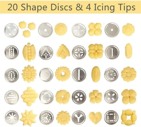 YOOUSOO Cookie Press Maker Kit, Stainless Steel Spritz Cookie Maker with 20 Discs and 4 Piping Tips