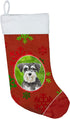 Caroline's Treasures CK4016CS Christmas Snowflakes Schnauzer #2 Stocking, Fireplace Hanging Decor for Holidays