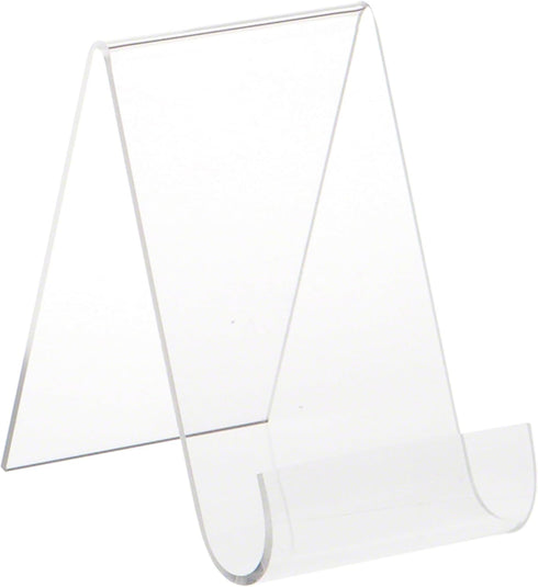 Plymor Clear Acrylic Flat Back Display Easel with Rounded Front, 5.5" H x 3.5" W x 5.5" D