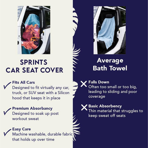Sprints Athletic Running Towel, Full-Sized, Car Seat Cover - Performance Microfiber (Peaches & Pleasures The Small
