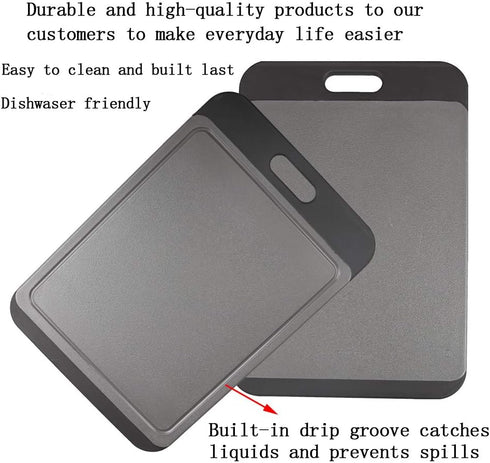 Medium Kitchen Cutting Board Mats, BPA Free, Dishwasher Safe, Juice Grooves, Thicker Boards, Easy Grip Handle