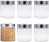 Lawei 6 Pack 27 Oz Clear Glass Jars with Stainless Steel Lids, Food Storage Canister Set