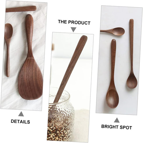 Black Walnut Cutlery Set, Wooden Kitchen Tool, Cooking Utensils, Rice Spoon, Honey Spoon, Japanese-style Child Scoop
