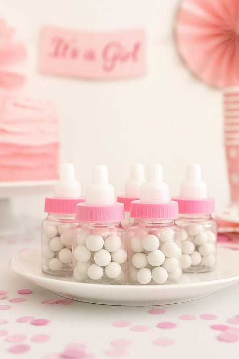 Baby Shower Favor - 36 Pack Pink Mini Milk Bottle Party Favor Gift Bag Boxes, 1.5" x 3.5"