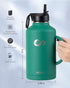 INSPI 64oz Water Bottle with Straw & 2 Lids, Double Wall Vacuum Stainless Steel Large Jug with Handle, 100% Leak Proof
