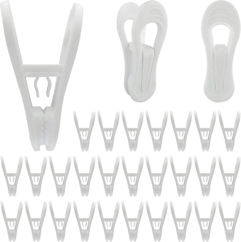 Hanger Clips 30 Pack - Multi-Purpose Finger Clips for Plastic Clothes Hangers, White