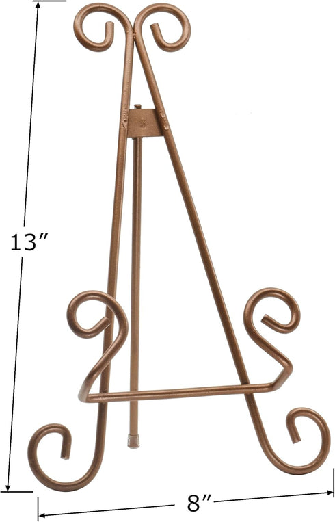 Red Co. Decorative Curved Plate Stand, Art Holder Easel in Copper Finish, 13"