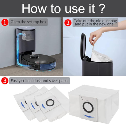 10 Pack Replacement Vacuum Cleaner Filter Bags for ECOVACS DEEBOT X1 OMNI Turbo T10 T20 Robot Vacuum