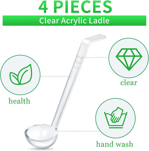 4 Pieces 1 oz Clear Ladle, Small Gravy Ladle with Long Handle for Serving Dressings and Sauces