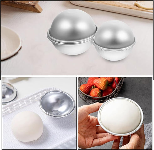 Tofficu 8Pcs Dome Cake Pan, Aluminum Cake Ball Mold - 1.77+2.16+2.55+3.14 Inch Half Ball Cake Pan for DIY Baking