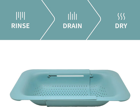 Makerstep Over the Sink Colander Strainer Basket, Expandable Wash, Drain, and Dry, Multifunctional Kitchen Gadget