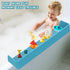 IwelKee Bathtub Splash Guard for Tub Kids, Longer Silicone Water Splash Guard for Bathtub, Toy Holder Play Shelf