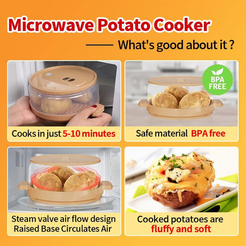 Microwave Baked Potato Cooker As Seen On Tv Cooks In Minutes Tender & Fluffy,baking Potato Cooker For Microwave Oven,Twice Baked Potatoes Steamer,Microwave Baked Potato Bag Upgrade BPA-free