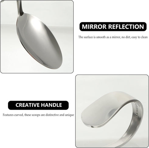 Hemoton 6pcs Bent Spoon Set, Curved Handle Stainless Steel Salad, Serving, Canape, Buffet Spoons
