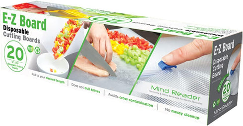 Mind Reader E-Z Board Disposable Plastic Cutting Board, Flexible, 20 sf, Camping, 2 Pack, Clear