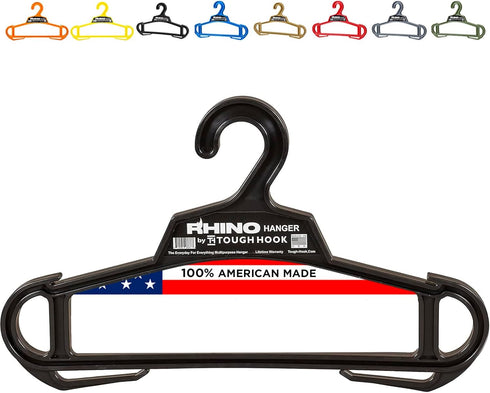 Rhino Tough Hook Heavy Duty Clothes Hangers - USA-Made Military Grade Coat Hanger for Heavy Apparel, 1 Black