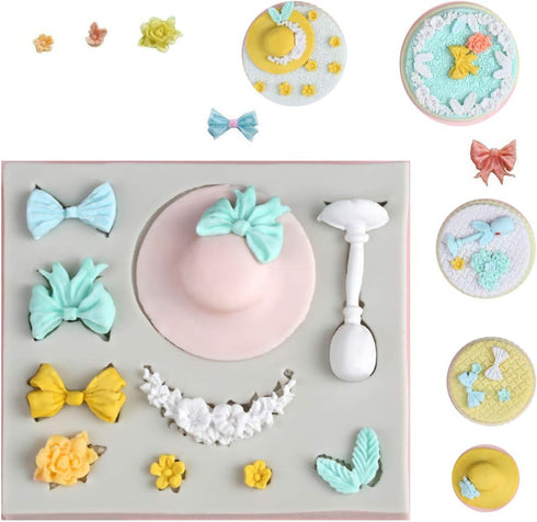 Sunhat Sugarcraft Silicone Mold, Goblet Gumpaste Cake Decorating, Fondant Cupcake Decorations, Beach Summer